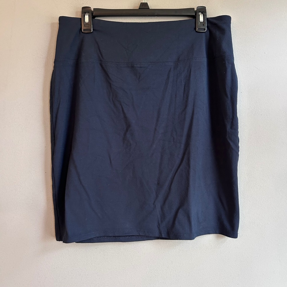 J. Jill Wearever Navy Blue Smooth-Fit Pencil Skirt Medium Rayon Spandex Stretch